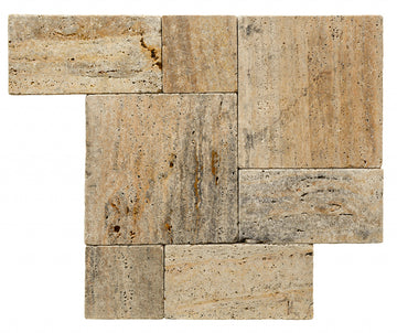 Scabos Travertine Tumbled  Exterior Pool Paver Versailles  1 1/4