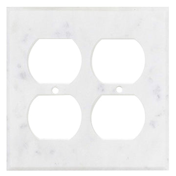 Carrara White Marble  4 1/2 x 4 1/2 Switch Plate 2-DUPLEX Wall Cover