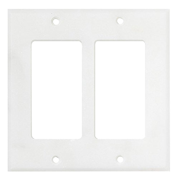 Carrara White Marble 4 1/2 x 4 1/2 Switch Plate 2-ROCKER Wall Cover