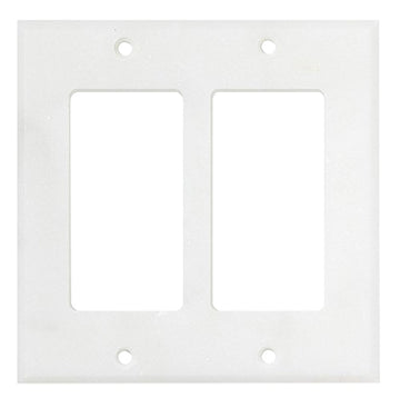 Placa de interruptor de mármol blanco de Carrara, 4 1/2 x 4 1/2, cubierta de pared de 2 balancines 
