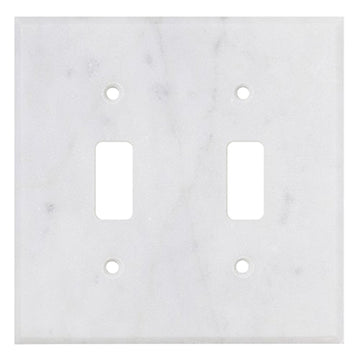 Carrara White Marble 4 1/2 x 4 1/2 Placa de interruptor 2-TOGGLE Cubierta de pared 