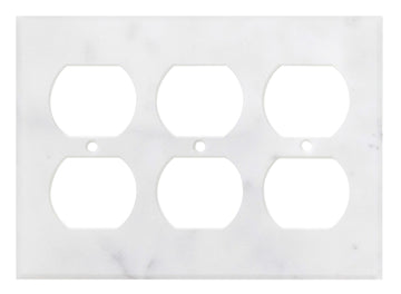 Carrara White Marble  4 1/2 x 6 1/3 Switch Plate 3-DUPLEX Wall Cover