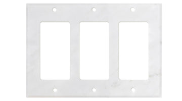 Carrara White Marble 4 1/2 x 6 1/3 Switch Plate 3-ROCKER Wall Cover