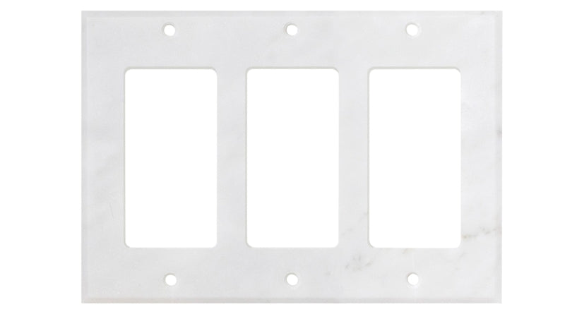 Carrara White Marble 4 1/2 x 6 1/3 Switch Plate 3-ROCKER Wall Cover