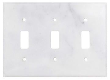 Carrara White Marble 4 1/2 x 6 1/3 Placa de interruptor 3-TOGGLE Cubierta de pared 