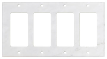 Carrara White Marble 4 1/2 x 8 1/4 Placa de interruptor Cubierta de pared de 4 balancines 