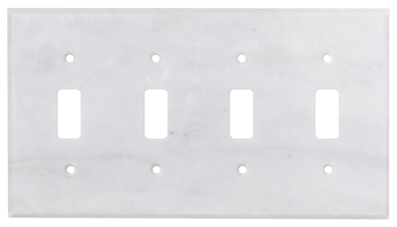 Carrara White Marble 4 1/2 x 8 1/4 Switch Plate 4-TOGGLE Wall Cover