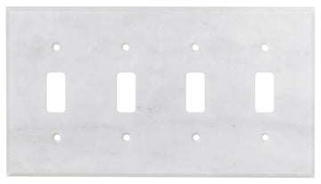 Carrara White Marble 4 1/2 x 8 1/4 Placa de interruptor 4-TOGGLE Cubierta de pared 