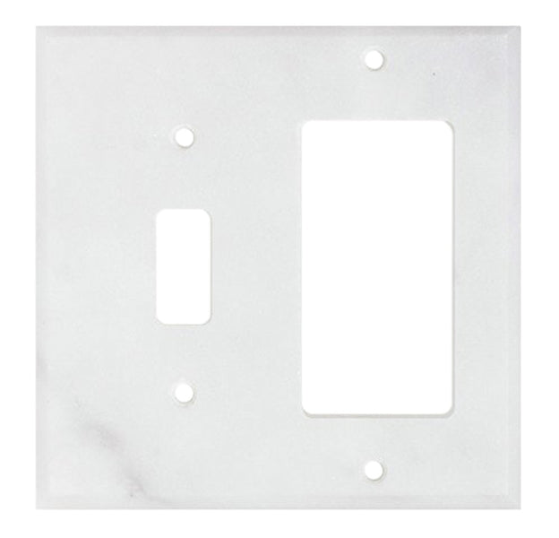 Carrara White Marble 4 1/2 x 4 1/2 Switch Plate TOGGLE - ROCKER Wall Cover