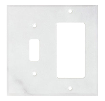 Carrara White Marble 4 1/2 x 4 1/2 Placa de interruptor TOGGLE - ROCKER Cubierta de pared 