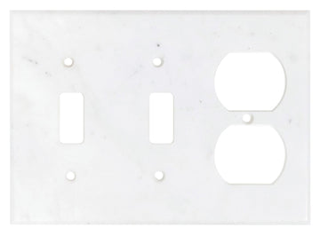 Carrara White Marble 4 1/2 x 6 1/3 Switch Plate DOUBLE TOGGLE - DUPLEX Wall Cover