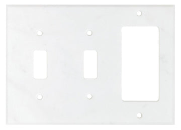 Carrara White Marble 4 1/2 x 6 1/3 Switch Plate DOUBLE TOGGLE - ROCKER Wall Cover