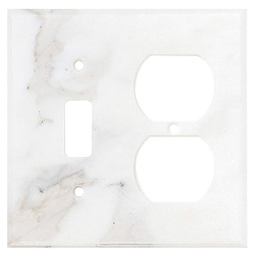 Calacatta Gold Marble  4 1/2 x 4 1/2 Switch Plate ROCKER - DUPLEX Wall Cover