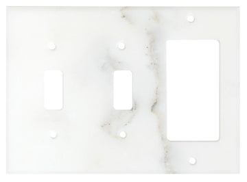 Calacatta Gold Marble 4 1/2 x 6 1/3 Placa de interruptor DOBLE TOGGLE - Cubierta de pared ROCKER 