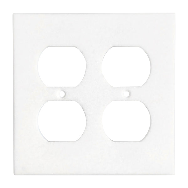 Thassos White Marble  4 1/2 x 4 1/2  Switch Plate 2-DUPLEX Wall Cover