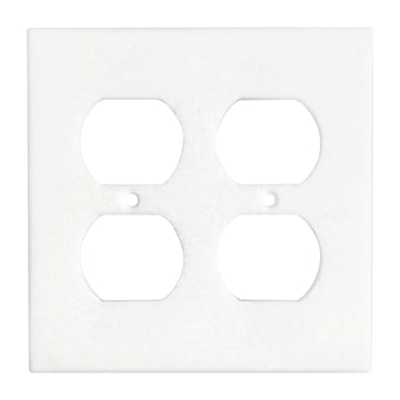Thassos White Marble 4 1/2 x 4 1/2 Placa de interruptor 2-DUPLEX Cubierta de pared 