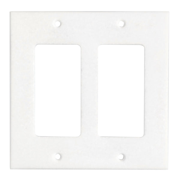 Thassos White Marble  4 1/2 x 4 1/2 Switch Plate  2-ROCKER Wall Cover