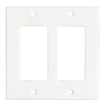 Thassos mármol blanco 4 1/2 x 4 1/2 placa de interruptor cubierta de pared de 2 balancines 