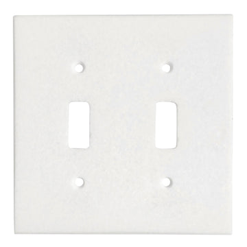 Thassos White Marble 4 1/2 x 4 1/2 Placa de interruptor 2-TOGGLE Cubierta de pared 