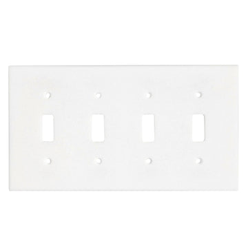 Thassos mármol blanco 4 1/2 x 8 1/4 placa de interruptor 4-TOGGLE cubierta de pared 