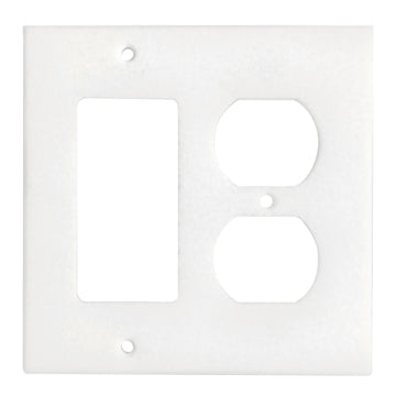 Thassos White Marble 4 1/2 x 4 1/2 Placa de interruptor ROCKER - Cubierta de pared DUPLEX 
