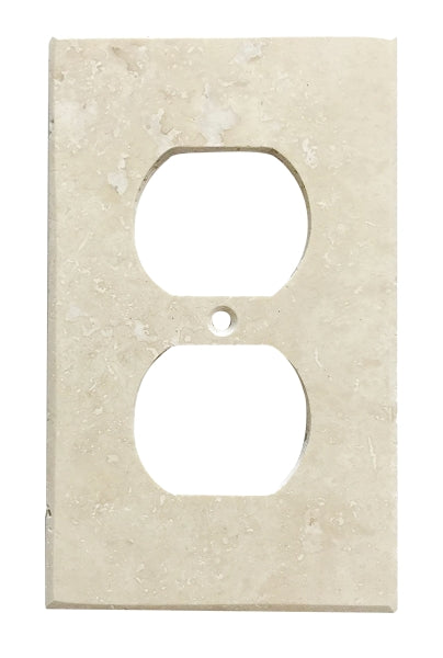 Ivory / Light Travertine Switch Plate Honed 1-DUPLEX Handmade