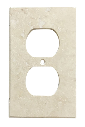 Ivory / Light Travertine Switch Plate 2 3/4 x 4 1/2 Honed 1-DUPLEX Wall Cover
