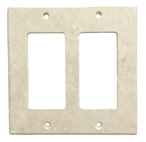 Ivory / Light Travertine Switch Plate Marble Honed 2-ROCKER
