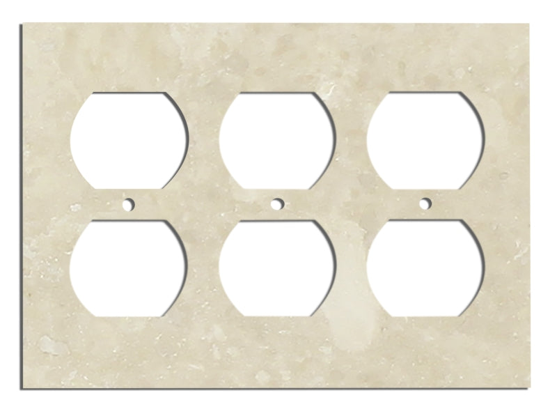 Ivory / Light Travertine Switch Plate 3-DUPLEX