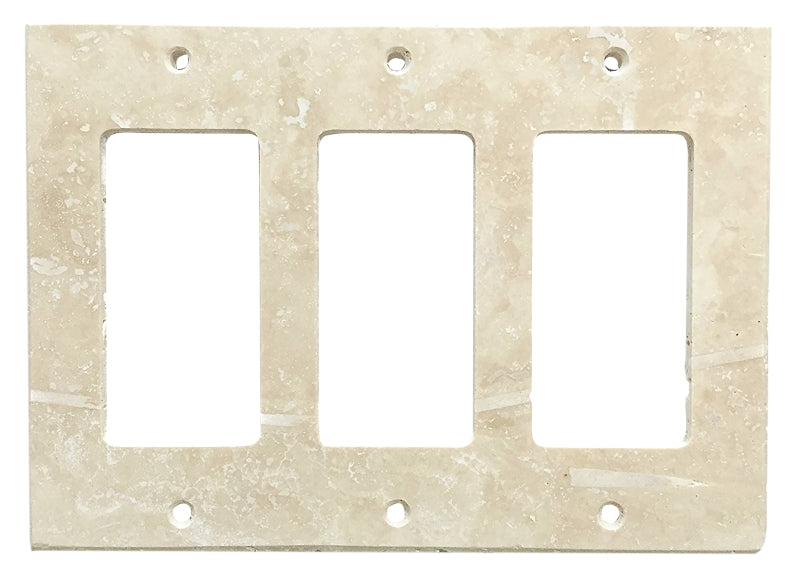 Ivory / Light Travertine Switch Plate Honed 3-ROCKER Beige