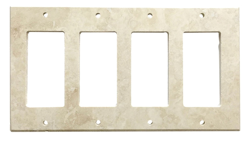 Ivory / Light Travertine Switch Plate 4 1/2 x 8 1/4 Honed 4-ROCKER Wall Cover