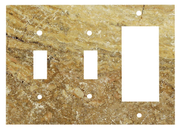 Placa de interruptor de travertino de nogal 2 3/4 x 4 1/2 cubierta de pared 1-DUPLEX pulida 