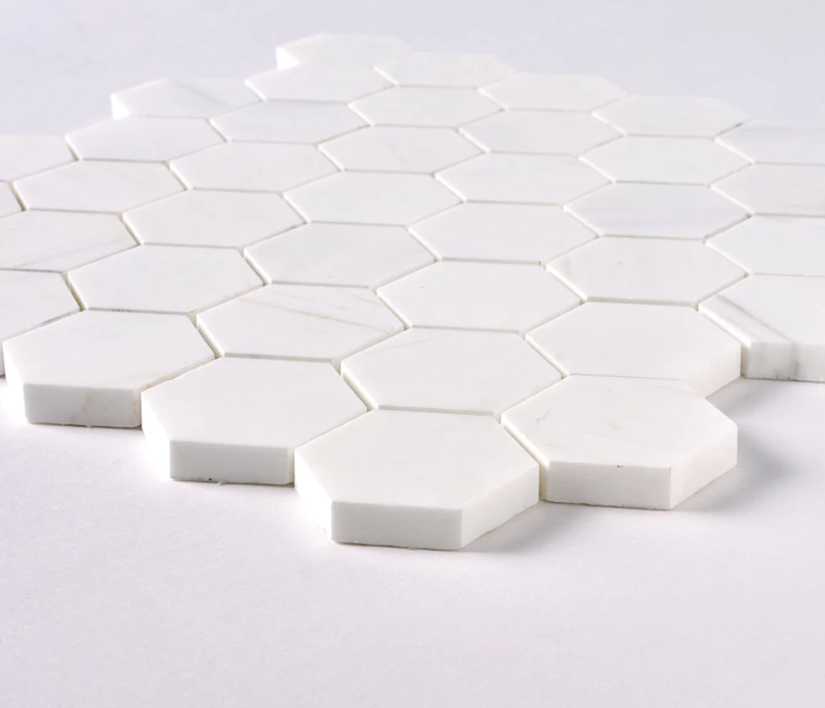 Bianco Dolomite Polished Hexagon Mosaic Tile 2"x2"