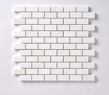 Bianco Dolomite Polished Mini Brick Mosaic Tile 5/8"x1 1/4"