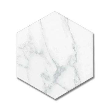 Baldosa de porcelana hexagonal para pared y piso Statuary de 8”x9”