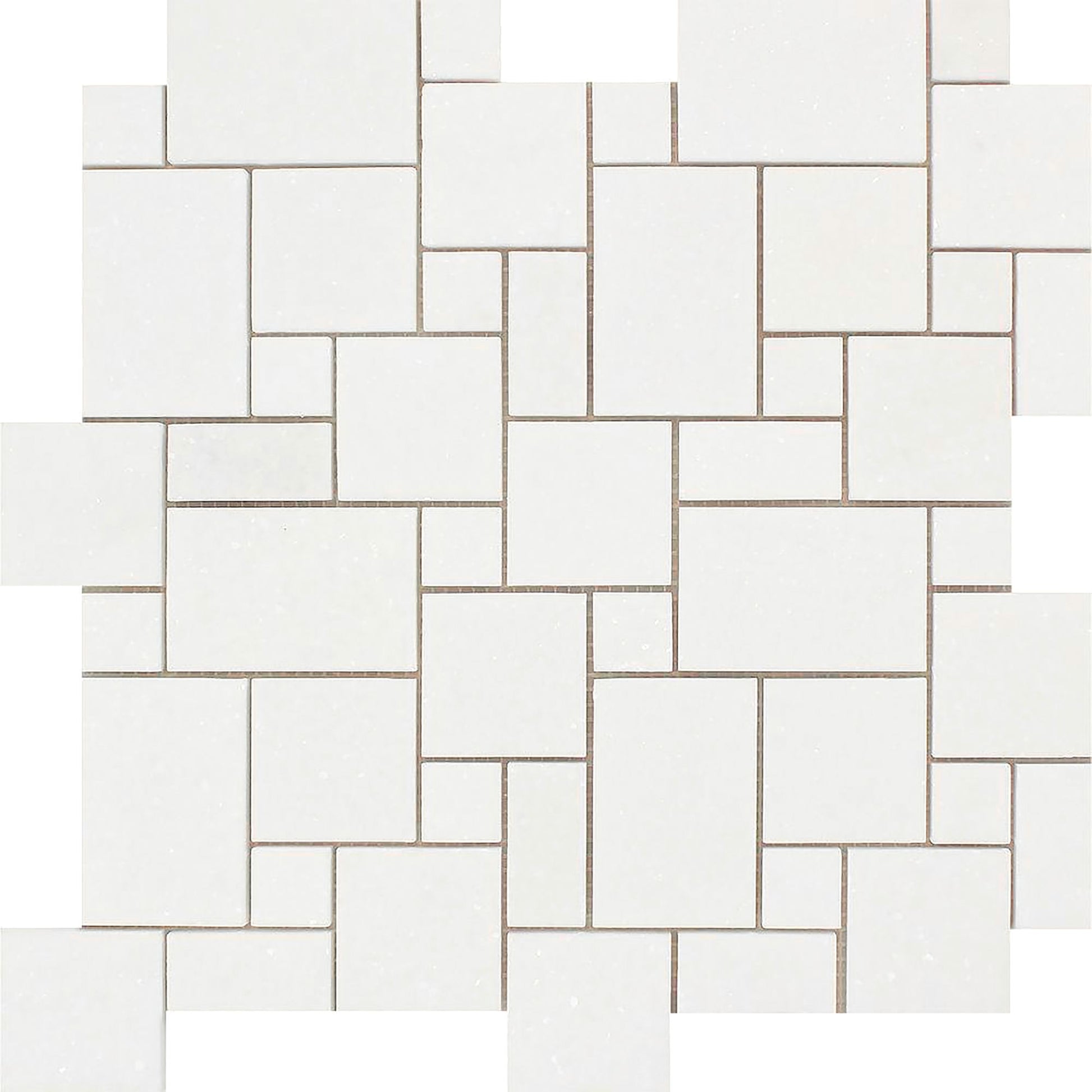 Thassos White Polished Mini Versailles Pattern Mosaic Tile
