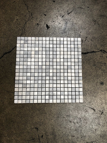 Azulejo de mosaico cuadrado de mármol gris tundra 5/8x5/8"