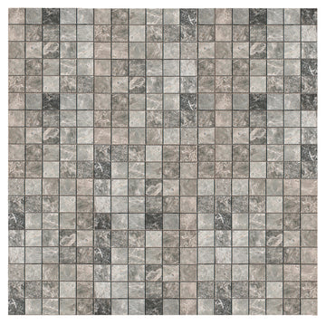 Azulejo de mosaico cuadrado de mármol gris tundra 5/8x5/8