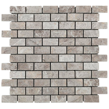 Azulejo de mosaico de mármol gris tundra 1x2