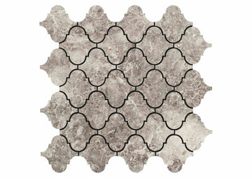 Azulejo de mosaico arabesco de mármol gris tundra