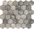 Tundra Gray Marble Hexagon Mosaic Tile 2x2"