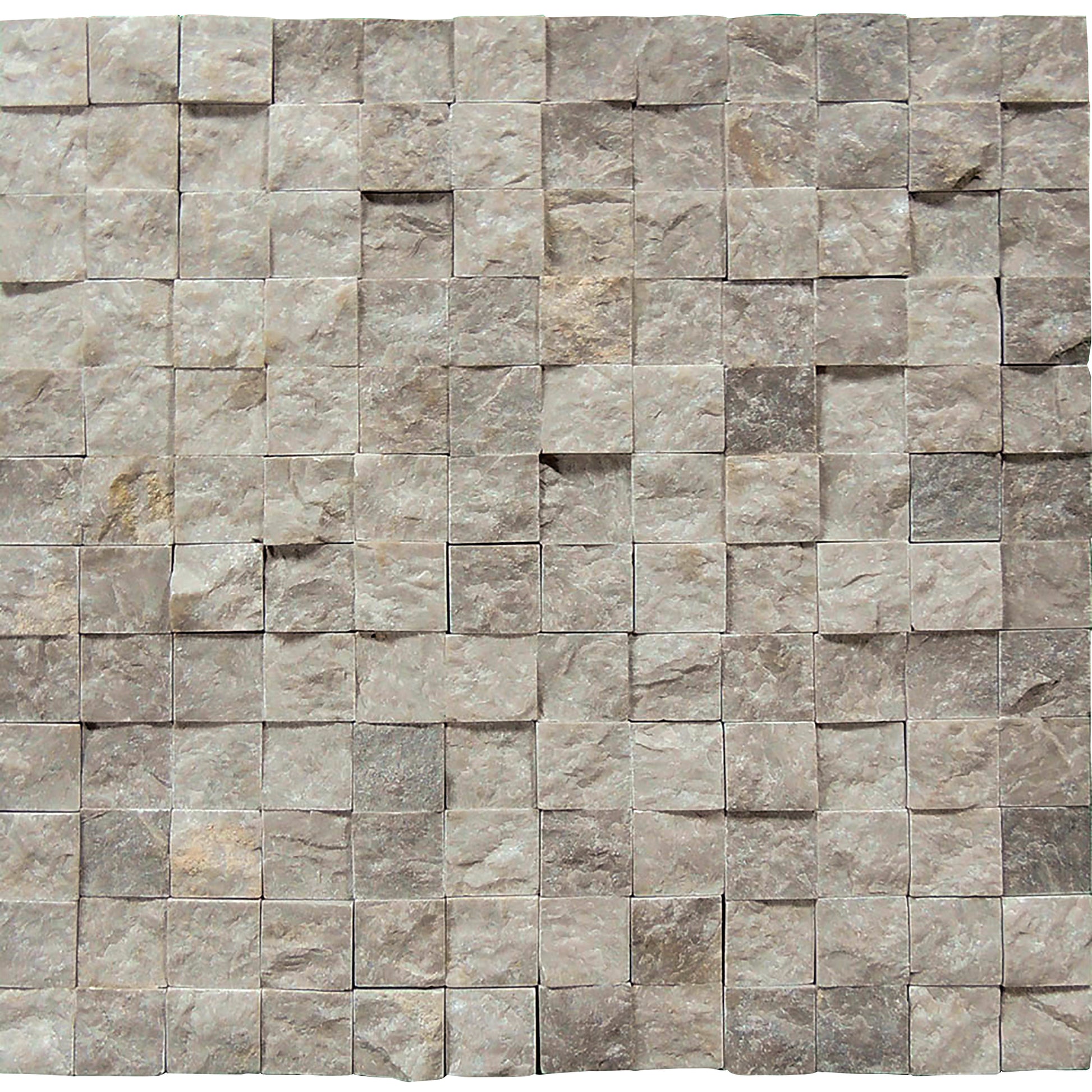 Tundra Gray Marble Split Faced Square Mosaic Wall Tile