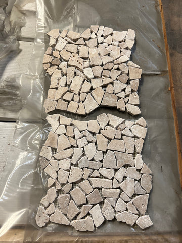 Walnut Travertine Tumbled Flat Pebble Mosaic Tile
