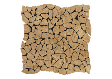 Azulejo de mosaico de guijarros planos caídos de travertino de nogal