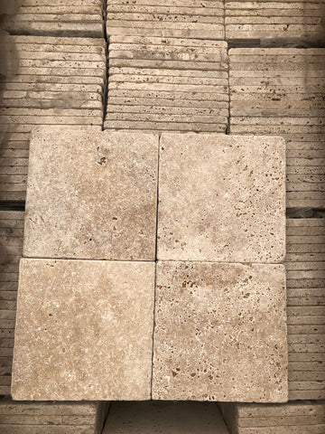 Walnut Travertine Tumbled Wall and Floor Tile 6x6"