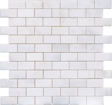 Afyon White Polished Brick Mosaic Wall and Floor Tile 1"x2"