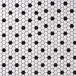 Italian White Hexagon w / Black Dots Matte Honed Backsplash Mosaic Tile   1"