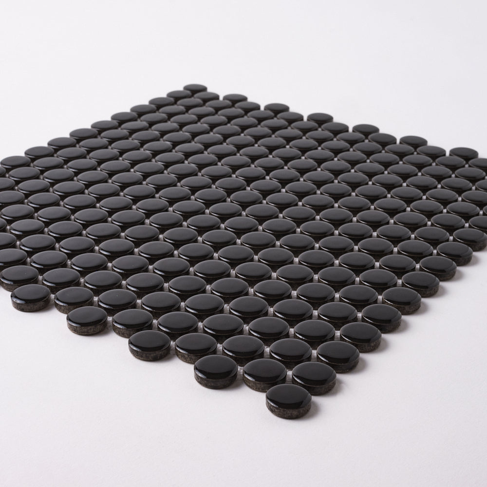 Italian Black Penny Round Matte Honed Backsplash Mosaic Tile