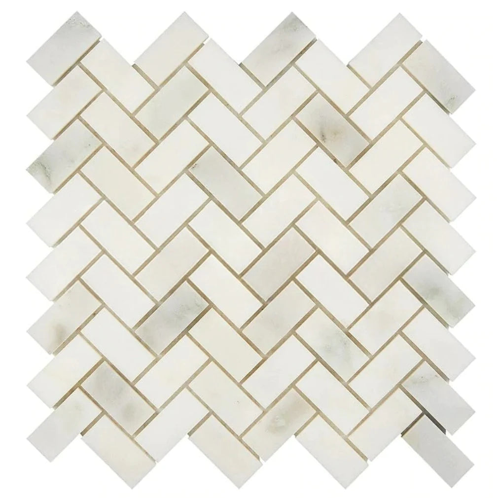 Calacatta Oliva Marble Mosaic 1" X 3" 3/8 Herringbone Mosaic