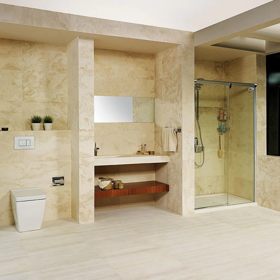 Ivory Travertine Filled & Honed Wall and Floor Tile 6x12"